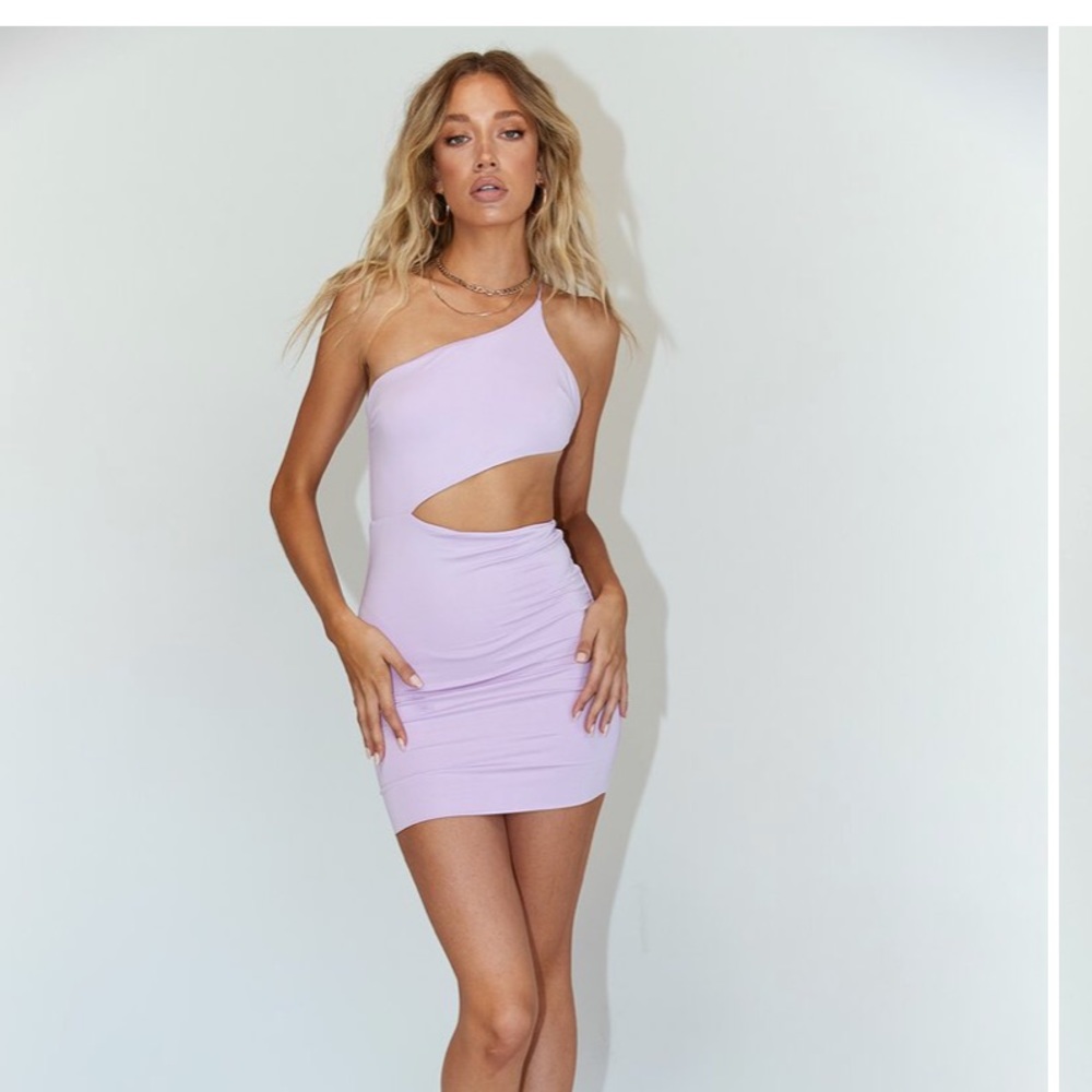 MIA ASYMMETRICAL MINI DRESS LILAC
